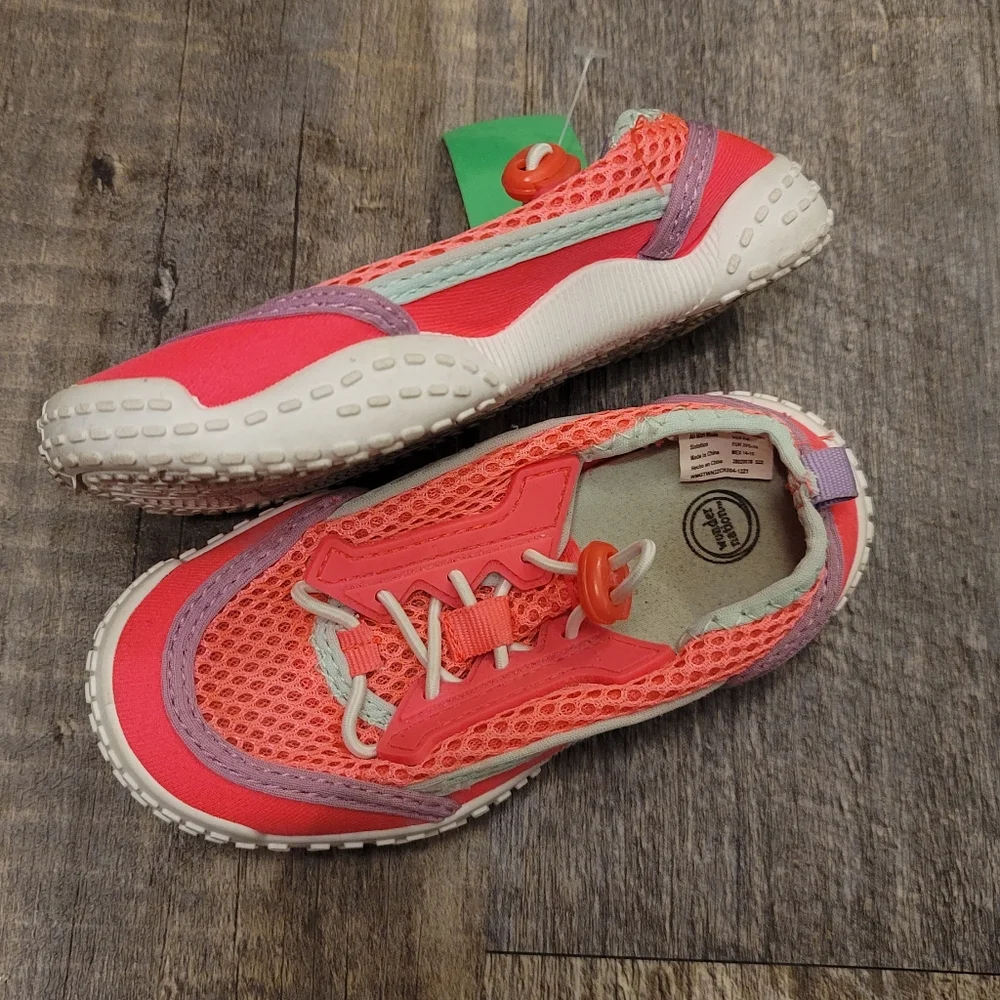 Wonder Nation Toddler Girls Size 7/8 Pink Mesh Water Shoes Swimming Pool Beach